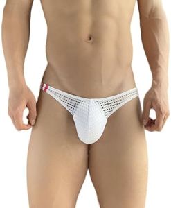 JJLCTHONG mens thong underwear gay sexy for bottom men breathable cool Low-rise briefs G-string M White