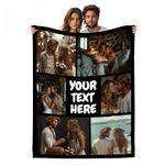 Stepdiy Thick Custom Blanket with Photos | Thick Personalized Blanket with 6 Pictures Text | Thick Customized Blanket for Mom Dad | Customized Anniversary Birthday Gifts for Him Her| 30"X40"
