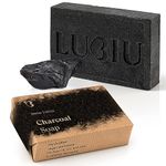 lubiu Activated Charcoal Soap Bar 100g Deep Detox - Natural & Vegan Anti-Breakout Black Soap for Face, Whole Body, and Hand Wash - Handcrafted in EU