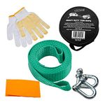 Tech Traders ® Recovery Straps, Towing belt,Towing Rope/Towing Road Recovery Strap for Cars Green Colour 8Tons 4Meter With 2 Shackles&2 Slip-Proof Gloves FREE Warning Sign+Carry Case