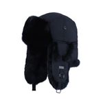 Kurhatic Winter Trapper Hat,100% Rabbit Fur Aviator Hat, Russian Trooper Hunting Ski Hat with Ear Flaps for Men&Women