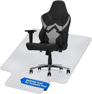 Ship Flat Office Chair Mat for Carpeted Floors 90x110cm, Low to Medium Pile, YULENCIANo Divot Plastic Rolling Computer Mats Heavy Duty, Transparent Thick Desk Chair Mat (Not for Hard Floor)