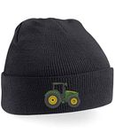 Kids Tractor Beanie Hat (Black)