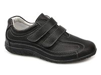 Boulevard Leather Fulfit Twin Touch Fastening X Wide EEE Fitting Trainer Shoes - Black Leather, Ladies UK 6 / EU 39
