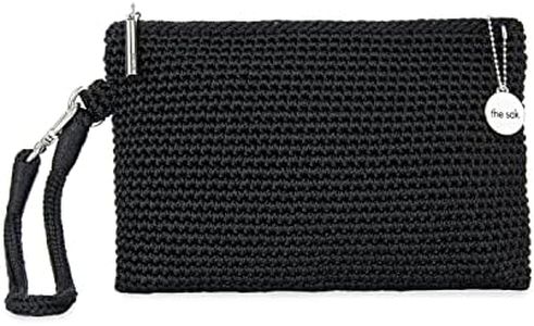 The Sak Vita Wristlet Purse - Small Hand Crochet Women's Clutch for Everyday & Travel - Mini Handbag With Card Slots & Zipper, Black, Small