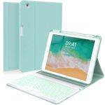 Keyboard case for iPad 5th/6th Generation 2017/2018, 9.7 Inch iPad Air 2 Case with Keyboard, Removable Backlit Keyboard Detachable, Folio Smart Cover, Tablet Case with Pencil Holder