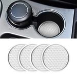 Car Cup Holder Coaster, 4 Pack 2.75 Inch Diameter Non-Slip Universal Insert Coaster, Durable, Suitable for Most Car Interior, Car Accessory for Women and Men (Light Gray)