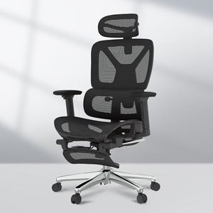 FLEXISPOT ErgoX Ergonomic Office Chair Executive Mesh Desk Chair Swivel WIth Footrest Height Adjustable Seat Headrest Armrest and Independent Lumbar Support Task Chair