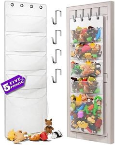 The Original 5-Pocket Over the Door Stuffed Animal Storage Organizer, Perfect for Bedroom Decor, Net, Toy, Barbie, Hanging, Pet, Animals, Holder, Ideas, Stuffie, Stuffed Animal Hammock