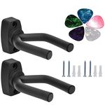 Guitar Mount Wall Hanger Stand Ukulele Wall Hook Keep Holder Mount Display 2 Pack with Guitar Picks Violin Wall Stand Mandolin Rack Bracket Bass Accessories Easy To Install(5 pack guitar picks)