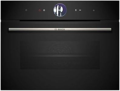 Bosch CSG7361B1, Smarter Serie 8 Einbau-Kompaktdampfbackofen, 60 x 45 cm, 1 L Wassertank, Schwarz, Made in Germany, Selbstreinigung, Air Fry, Farb-Display, 4D Heißluft, Bosch Assist, Pizzastufe
