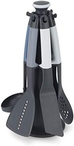Joseph Joseph Elevate Küchenhelfer-Set, 6-teilig mit drehbarem Ständer, ergonomische Silikongriffe, antihaftbeschichtete Köpfe – Himmelblau