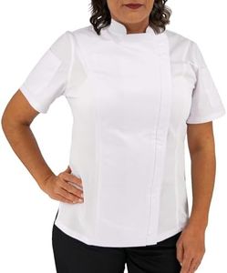 Culinary Master Women's Breathable Short Sleeve Premium Zip Chef Jacket Black 5XL
