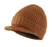 Home Prefer Men's Winter Hat Thick Knit Beanie Cap with Visor Newsboy Beanie Hat, Brown, One Size