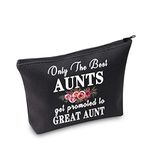 Aunt Gift New Aunt Gift Auntie to Be Gift Only The Best Aunts Get Promoted to Great Aunt Gift Cosmetic Bags Makeup Travel Case (U-Great Aunt BLK)