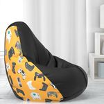 ComfyBean Bag with Beans Filled XL- Official: Jack & Mayers Bean Bags - for Kids - Max User Height : 4 Ft. - Weight : 30 Kgs(Model: Game Remote - H - Black Orange)