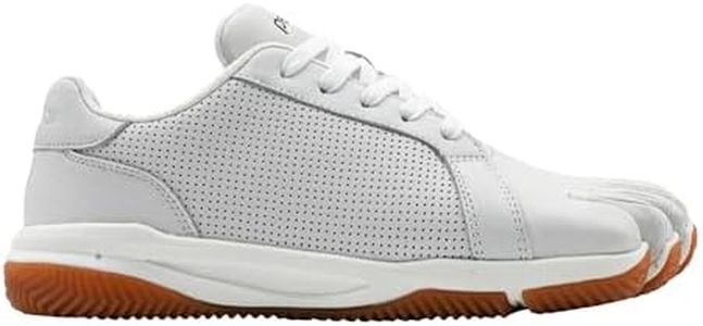 Peluva Court Ad-in | Men’s Five Toe, Zero Drop Tennis Shoe | Minimalist Barefoot Court Trainer | Perforated Leather Upper & Herringbone Gum Rubber Outsole White/Natural