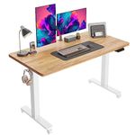 Cubiker Electric Standing Desk, 140 x 60 cm Height Adjustable Sit Stand Desk, Ergonomic Home Office Computer Workstation, Light Rustic Brown