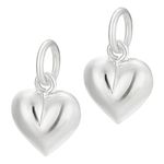 PH PandaHall 2pcs 925 Sterling Silver Charms Puffed Heart Pendants Valentine Heart Charms 3D Heart Charms Love Heart Dangle Pendant for Women Necklace Jewelry Making DIY Crafts, 4.2mm Hole,