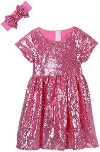 Cilucu Flower Girl Dress Baby Toddlers Sequin Dress Kids Party Dress Bridesmaid Wedding Gown, Dust Pink, 3 Years