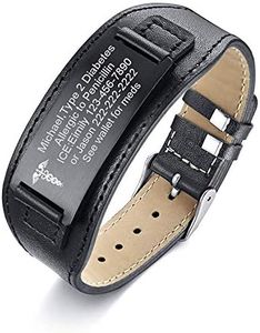 VNOX Personnalisé Graver Pour des Hommes Aux femmes ID Médical Bracelet Cuir Tresse Noms Bracelet d'alerte Médicale pour les Hommes Couple Avec des Noms de Famille-Cadeau de Noël d'Anniversaire