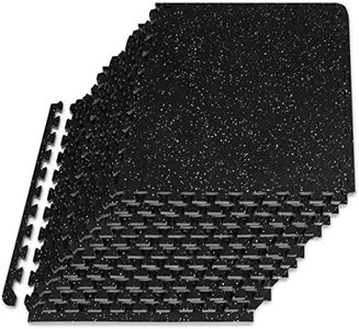 ProsourceFit Rubber Top Exercise Puzzle Mat ½-inch, 48 SQFT, 12 Tiles, EVA Foam Interlocking Tiles for Home Gym Protective Flooring for Equipment and Workouts, Grey