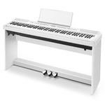 Donner DEP-20 Beginner Digital Piano 88 Key Full Size Weighted Keyboard, Portable Electric Piano with Furniture Stand, 3-Pedal Unit, White