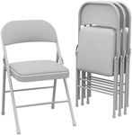 GarveeHome 4 Pack Folding Chairs with Padded Cushions, Padded Foldable Chair Hold Up to 350 Pounds, Portable Grey Folding Chair Suitable for Dining Room, Home Office, Indoor and Outdoor Events