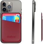 doeboe Leather Phone Card Holder for Back of Phone, Credit Card Case Stick on Cell Phone, Strongly Adhesive Phone Wallet Sleeve, Compatible with iPhone, Samsung, Android, All Smartphones (Red)