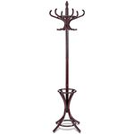 Tangkula 75.5" Standing Coat Rack, Wood Coat Tree with 12 Hooks, Home Hat Jacket Hanger Tree 12 with Umbrella Holder Coat Stand