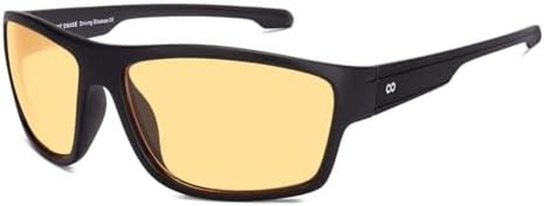 Vincent Chase By Lenskart | Black Yellow Full Rim Square | NIGHT DRIVING GLASSES | Branded Latest and Stylish Sunglasses | 100% UV Protected | For Men & Women | Medium | VC S16800