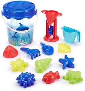 Jouets Ecoiffier - 513 - Seau Garni Transparent 21 cm Décor Dauphin - Jeu de Plage pour Enfants - Dès 18 Mois - Origine France Garantie