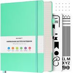 Bullet Dotted Journal Notebook, 312 Numbered Pages A5 Hardcover Leather Journal, 100gsm No Bleed Paper Dot Grid Notebook with Index Pages, Dot Journal for Women Men, 5.75" x 8.38", Teal
