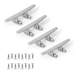 GANGUOLA Boat Cleat, Dock Cleat 4 inch Open Base, Heavy Duty 316 Stainless Steel，Curtain Tie, Hook, Include 316 Screws (4 Pack)