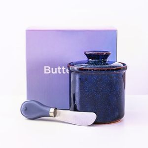 Ceramic French Butter Keeper, Deep Sea Blue