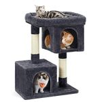 Feandrea Cat Tree, 33.1-Inch Cat Tower, L, Cat Condo for Large Cats up to 16 lb, Large Cat Perch, 2 Cat Caves, Scratching Post, Smoky Gray UPCT61G