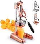 Zulay Professional Citrus Juicer - Premium Manual Citrus Press and Orange Squeezer - Metal Lemon Squeezer - Extra Tall Heavy Duty Manual Orange Juicer and Lime Squeezer Press Stand - Rose Gold