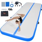 VEVOR Gymnastics Air Mat, 4 inch Thickness Inflatable Gymnastics Tumbling Mat, Tumble Track with Electric Pump, Training Mats for Home Use/Gym/Yoga/Cheerleading/Beach/Park/Water, 10 ft, Blue