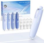 Four Candies 6MM Retractable Gradient Correction Tape, Easy to Use Tear-Resistant 4PCS White Out Tape with 4 Extra Refills, Pen Shaped, Smooth & Quick Dry Whiteout for School, Office Supplies (Blue)