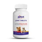 Petvit Joint-Cartilage Supplement for Dogs & Cats | Glucosamine, Chondroitin, MSM, Collagen & Hyaluronic Acid | Calcium Tablet | 60 Chewable Tablets