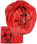 JMU 25pcs Biohazard Waste Bags 4 Gallon 17" x 17", 1.5 Mil Red Biohazard Waste Disposal Bag