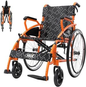 Upgraded 25 Lightweight Foldable Transport Wheelchair, Double-Brake Design Wheelchair with Self-Propelled for Seniors with 23.6-Inch Large Rear