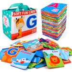 Mini Tudou 26pcs Soft Alphabet Cards Educational Preschool Baby Learning Activity Toy for 1-2 Years Toddlers with Cloth Storage Bag