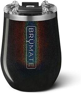 BrüMate Uncork'd 14oz 100% Leakproof Insulated Wine Tumbler | Locking Lid | Insulated Stainless Steel Wine Glass | Perfect For Travel & Outdoors | BPA-Free (Glitter Charcoal)