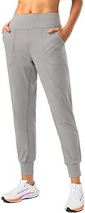 Soothfeel Women's Joggers with Zipper Pockets High Waisted Athletic Workout Yoga Pants Joggers for Women, Light Grey, X-Small