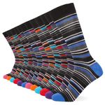 FM London Mens (12-pack) Men’s Smart Breathable Socks, Multicolour Stripe, 6-11 UK