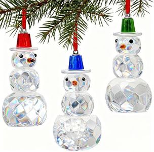 Set of 3 Crystal Snowman Ornaments for Christmas Tree 2025, Glass Christmas Snowman Tree Ornament Decoration, Perfect for Festive Home Decor, Xmas Gifts