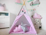 Nyra Decor Kids Portable Teepee Tents With Padded Mat And Cushions Free Kit Bag Grey Zig Zag Pink