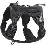 Auroth Tactical Anti Pull Dog Harness Adjustable Breathable Pet Vest Harness for Medium Large Dog Reflective Dog Harness Military Materials Size L, Black