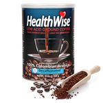 HealthWise Low Acid Swiss Water Decaffeinated Coffee, 100% Colombian Supremo, 12 Ounce